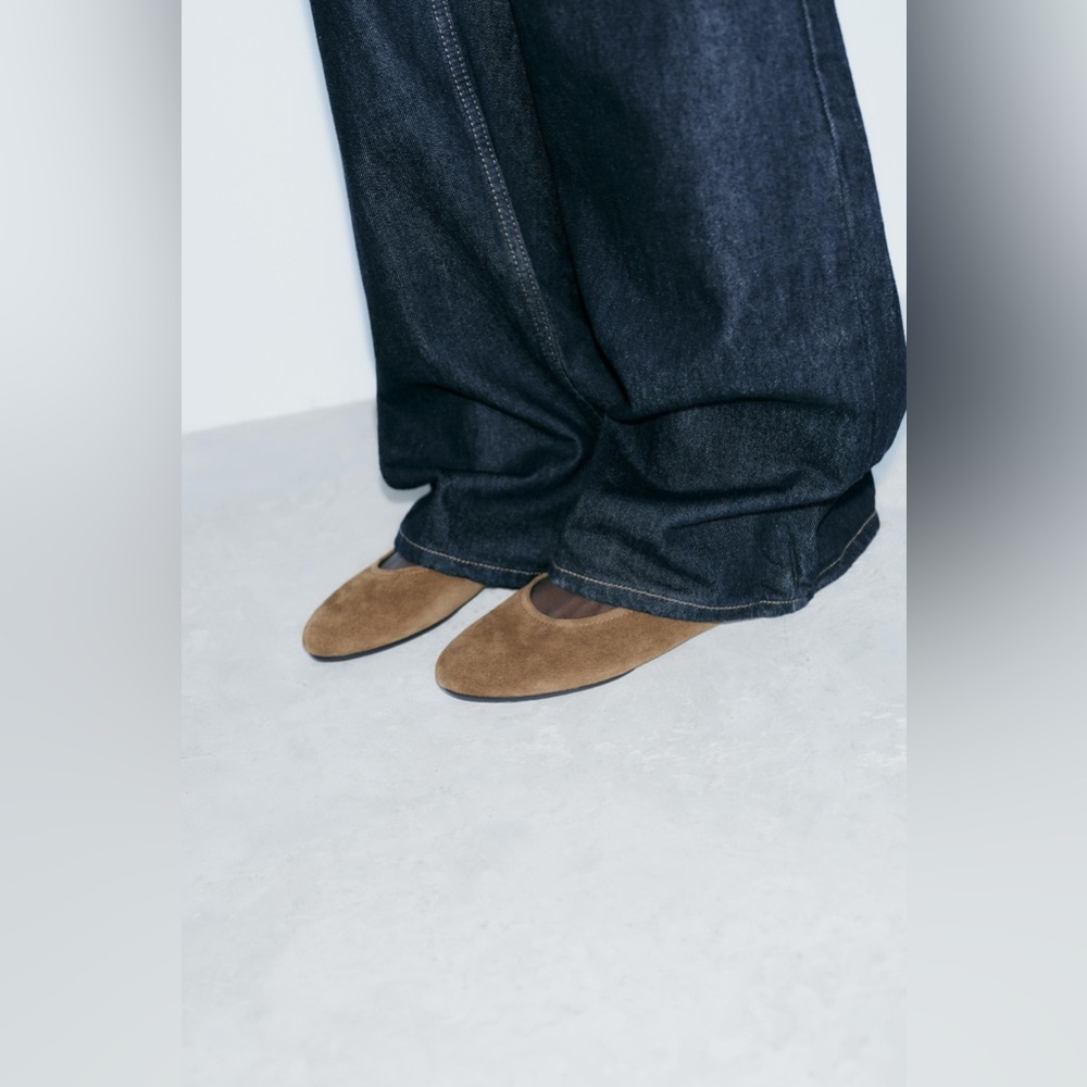 NWT Zara Sued Ballet Flats Size 7.5